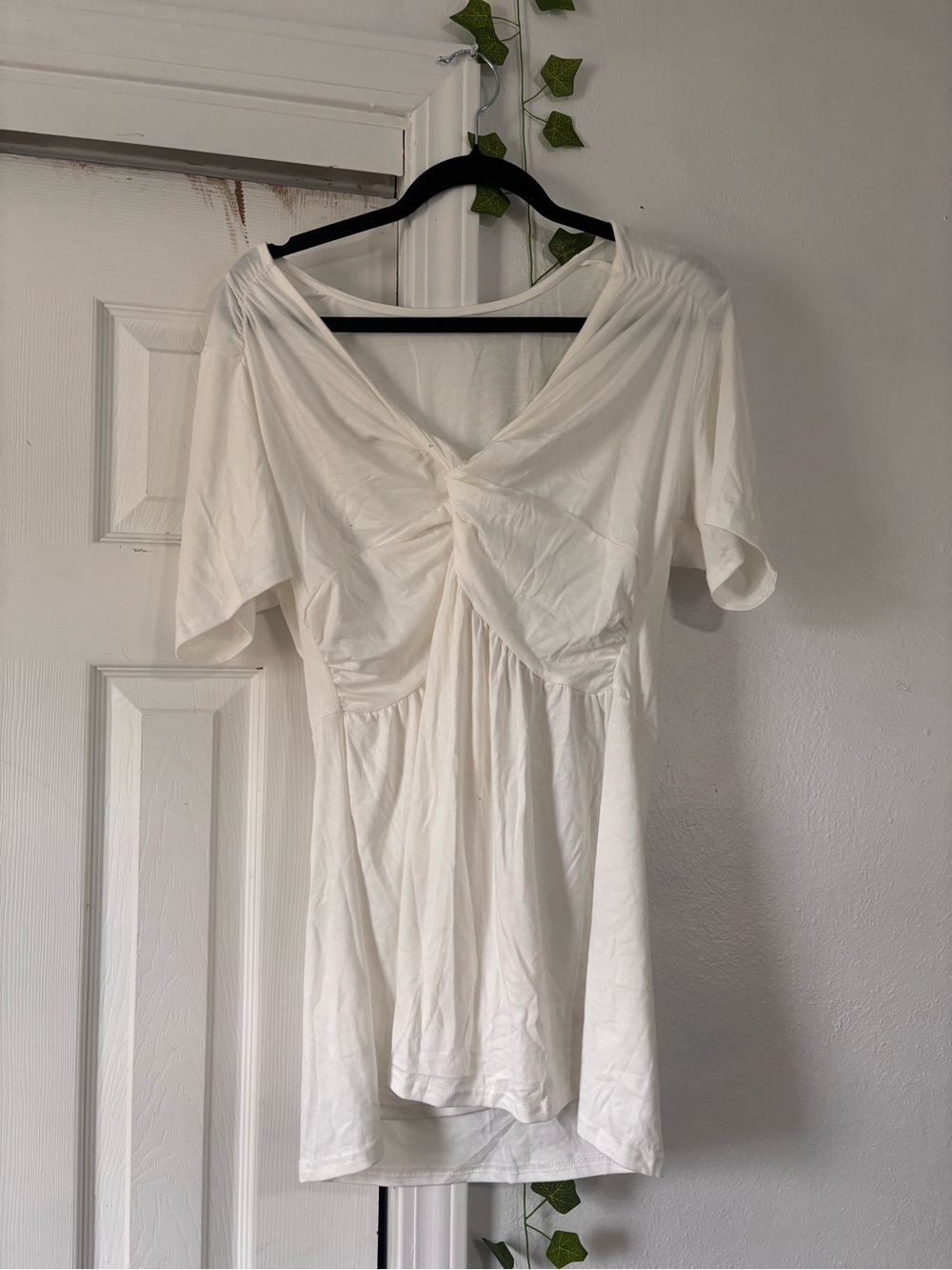 Amazon White Twist-Front Short Sleeve Tunic